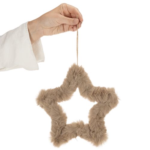 Hängender Dekostern Kunstfell beige 21cm 4 Stück | Floristik24.at