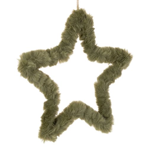 Stern aus Kunstfell Grün 30 cm zum Hängen, 3er-Set bestellen | Floristik24.at