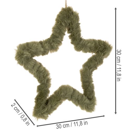 Stern aus Kunstfell Grün 30 cm zum Hängen, 3er-Set | Floristik24.at