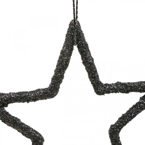 Artikel Weihnachtsdeko Stern Anhänger Schwarz Glitter 7,5cm 40St