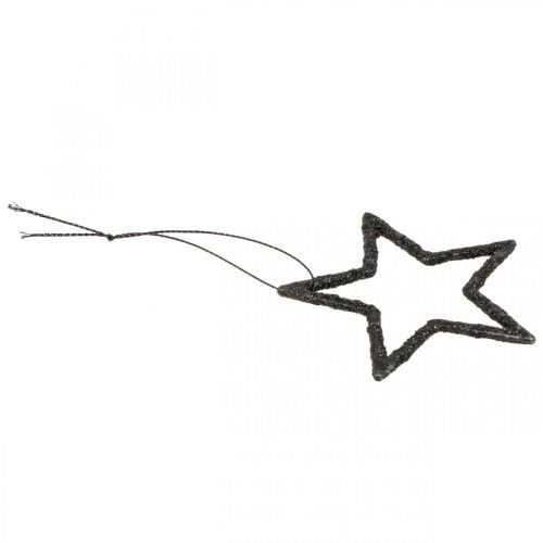 Artikel Weihnachtsdeko Stern Anhänger Schwarz Glitter 7,5cm 40St