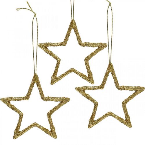Floristik24 Weihnachtsdeko Stern Anhänger Golden Glitter 7,5cm 40 St