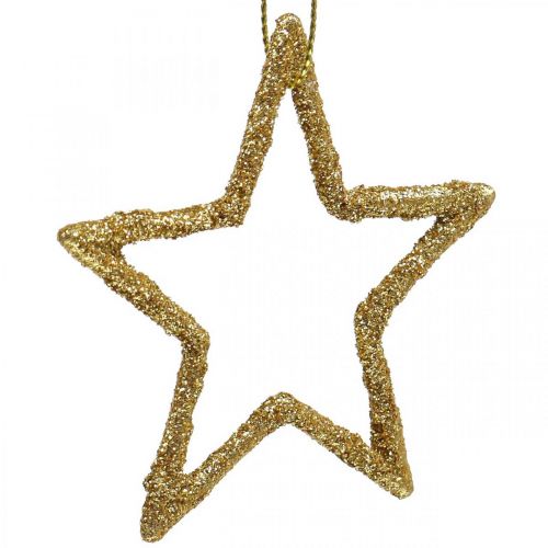 Floristik24 Weihnachtsdeko Stern Anhänger Golden Glitter 7,5cm 40 St