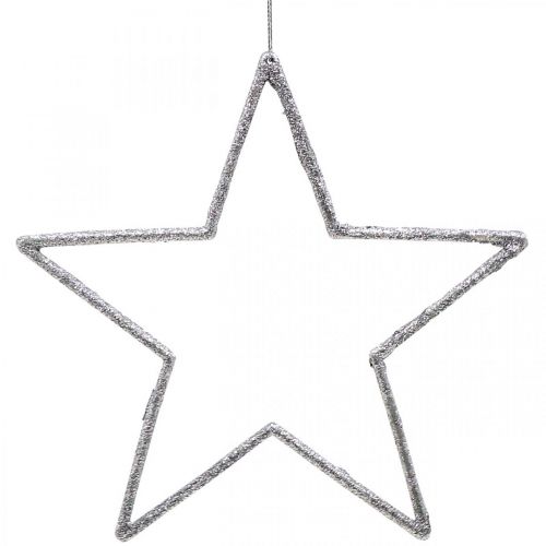 Weihnachtsdeko Stern Anhänger Silbern Glitter 17,5cm 9St