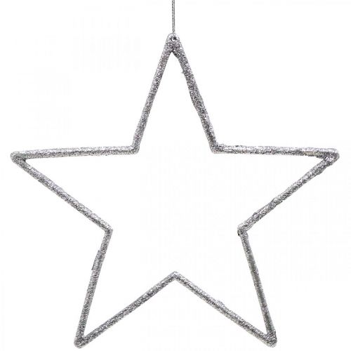 Artikel Weihnachtsdeko Stern Anhänger Silbern Glitter 17,5cm 9St