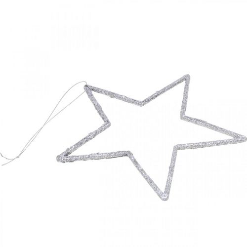Artikel Weihnachtsdeko Stern Anhänger Silbern Glitter 17,5cm 9 St