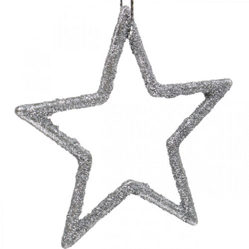 Artikel Weihnachtsdeko Stern Anhänger Silbern Glitter 7,5cm 40St