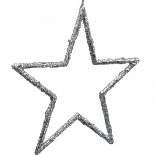 Artikel Stern zum Hängen, Christbaumschmuck, Deko Stern Silbern 11,5×12cm 12St