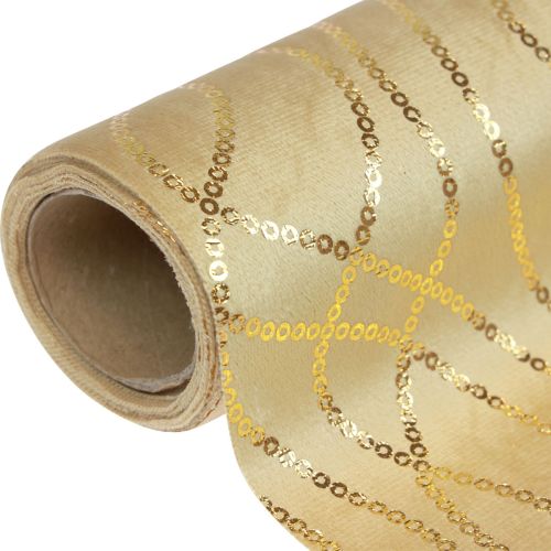 Artikel Tischläufer Beige Gold Ketten Tischband Samt 28×270cm