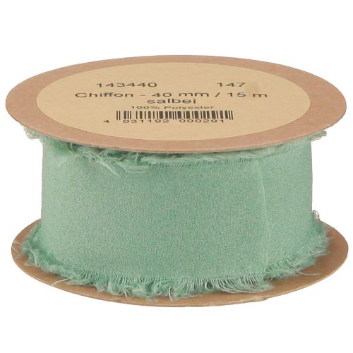 Artikel Stoffband Deko Band mit Fransen Salbeigrün 40mm 15m