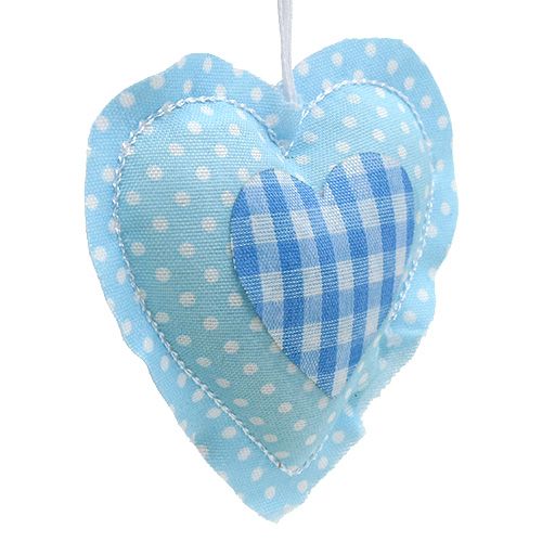 Floristik24 Stoffhänger Herzform 7cm 12St Blau, Weiß