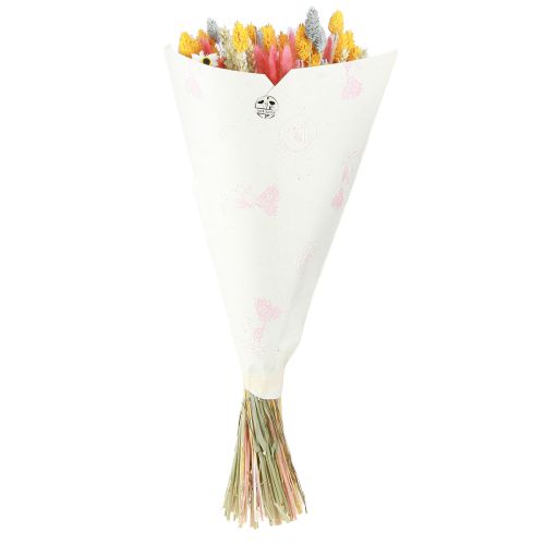 Artikel Strauß Trockenblumen und Getreide Rosa Gelb Blau 55cm