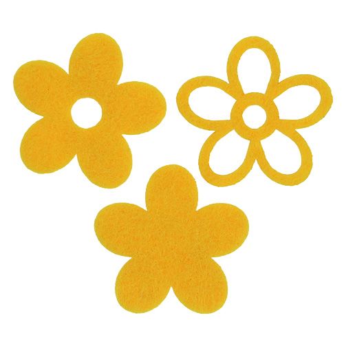 Floristik24 Streu-Deko Filzblume Gelb sortiert 4cm 72 St