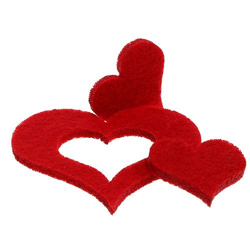 Floristik24 Streu-Deko Herzen Filz 2,5cm - 5cm Rot 24 St