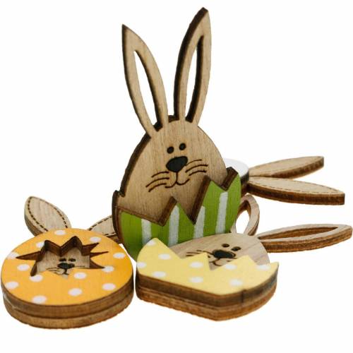 Streu-Deko Hase im Ei, Geschenk-Deko, Hasenei zum Dekorieren, Holzdeko zum Aufkleben 12St