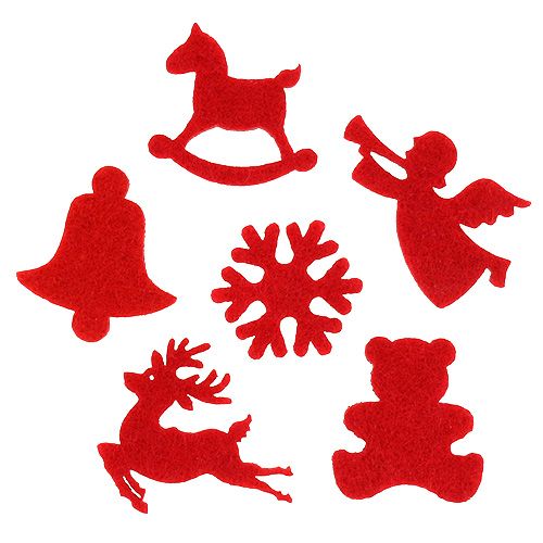Floristik24 Streudeko Filzfiguren Rot 3cm 72 St