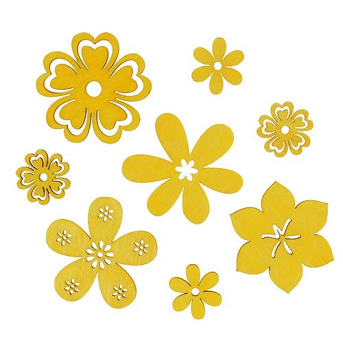 Floristik24 Streudeko Holzblume Gelb 2cm - 4cm 96St