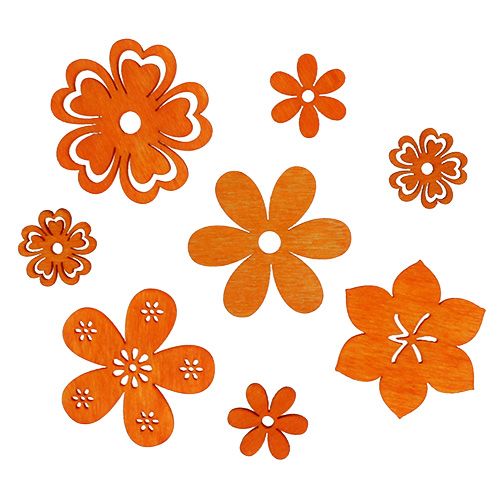 Floristik24 Streudeko Holzblume Orange 2cm - 4cm 96St