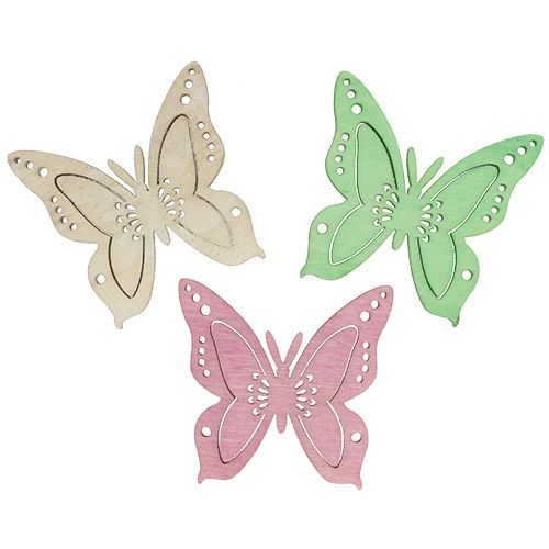 Floristik24 Streudeko Schmetterling Rosa, Grün, Natur 4cm 72 St