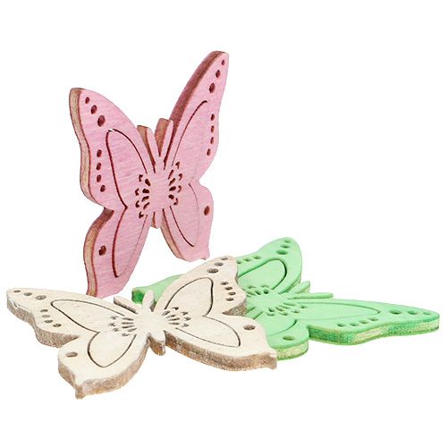 Floristik24 Streudeko Schmetterling Rosa, Grün, Natur 4cm 72 St