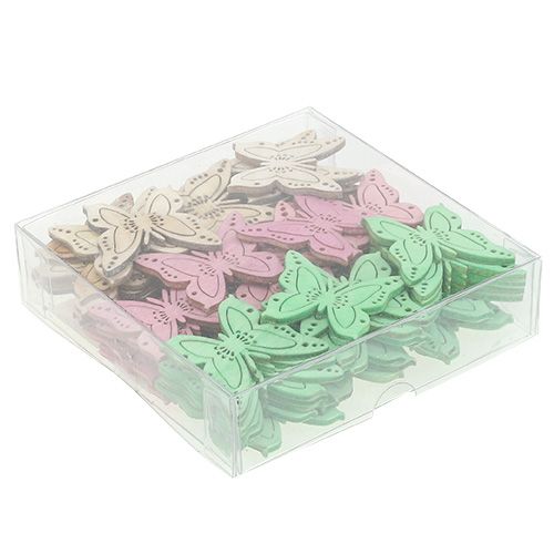 Floristik24 Streudeko Schmetterling Rosa, Grün, Natur 4cm 72 St