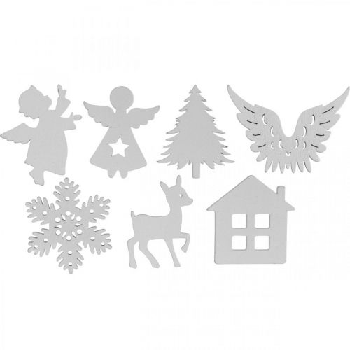 Floristik24 Streudeko Weihnachten Holz Mix Weiß 4cm 72 St