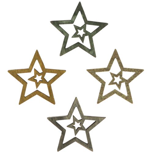 Artikel Streudeko Weihnachten Stern Holz 4 Farben Ø4cm 72 St