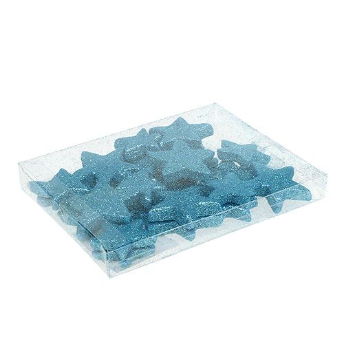 Floristik24 Streudeko Weihnachten Stern Türkis 3,5-4,5cm 24 St
