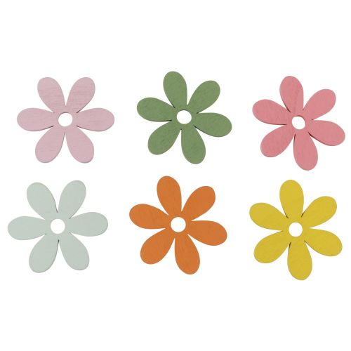 Floristik24 Streudeko Holz Blumen Farbig Tischdeko Ø3-4cm 48 St