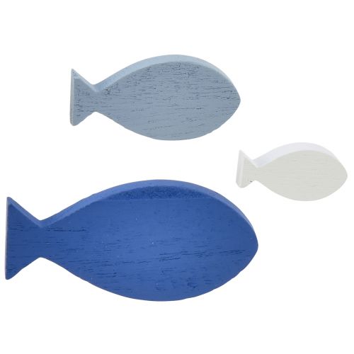 Streudeko Holz Deko Fische Blau Weiß Maritim 3–8cm 24 St