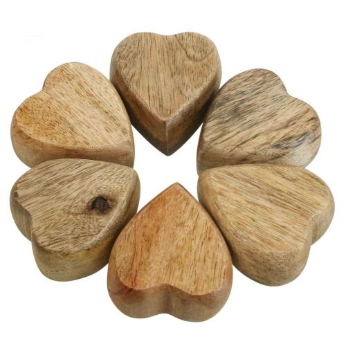 Floristik24 Streudeko Holzherzen Tischdeko Herz Holz Natur 5cm 6St