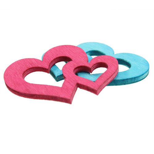 Floristik24 Streudeko Holzherzen bunt sort. 3cm x 4cm 72 St
