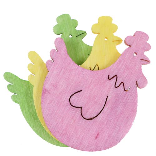 Floristik24 Streudeko Holzhuhn bunt sortiert 4cm 72 St