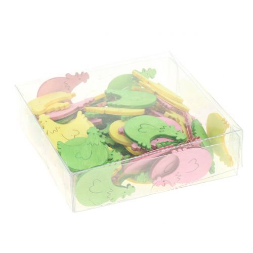 Floristik24 Streudeko Holzhuhn bunt sortiert 4cm 72 St