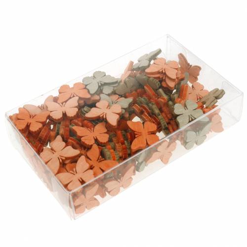 Floristik24 Streudeko Schmetterling Holzschmetterlinge Sommerdeko Orange, Aprikose, Braun 144St