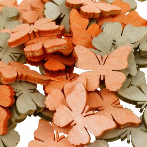 Floristik24 Streudeko Schmetterling Holzschmetterlinge Sommerdeko Orange, Aprikose, Braun 144St