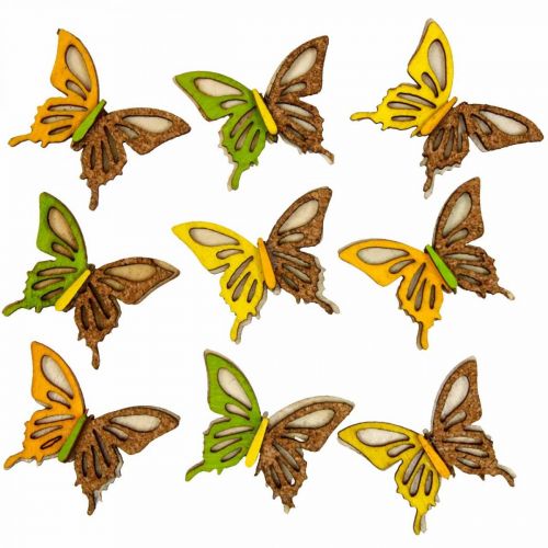 Streudeko Schmetterlinge Holz Grün/Gelb/Orange 3×4cm 24St