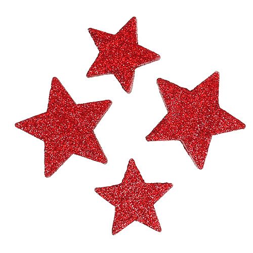 Floristik24 Streudeko Sterne Rot, Glimmer 4-5cm 40St