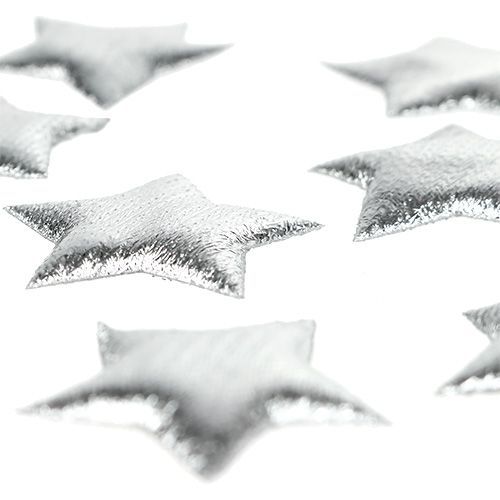 Floristik24 Streudeko Stoffsterne Silber 3cm 100St