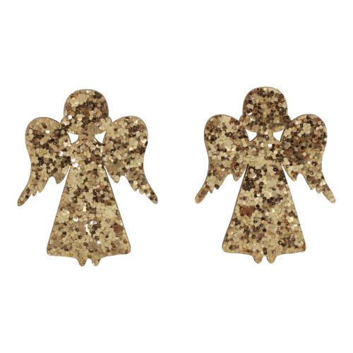 Streudeko Weihnachten Holz Engel Gold Glitter 5x3,5cm 48 St