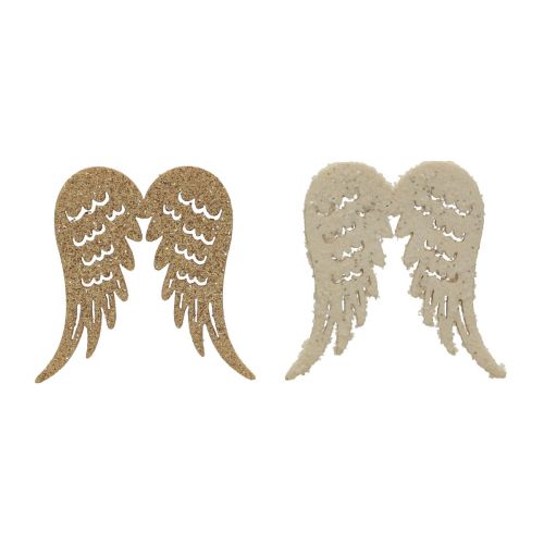 Floristik24 Streudeko Weihnachten Holz Engelsflügel Glitter 3×4cm 72 St