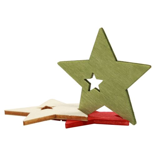 Artikel Streudeko Weihnachten Holz Sterne Rot Natur Grün 5cm 72 St