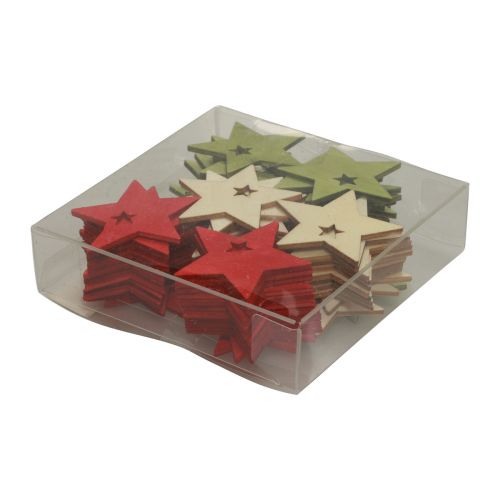 Artikel Streudeko Weihnachten Holz Sterne Rot Natur Grün 5cm 72 St