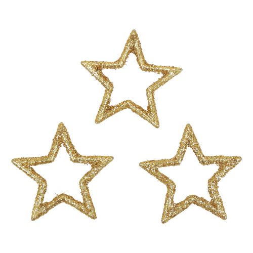 Floristik24 Streudeko Weihnachten Sterne Golden Glitter Ø4cm 120 St
