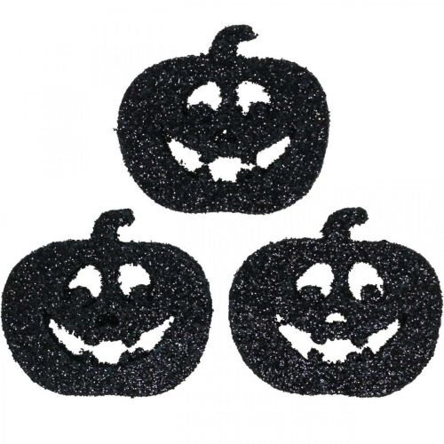 Floristik24 Streudeko Halloween Kürbis Deko 4cm Schwarz, Glitter 72St