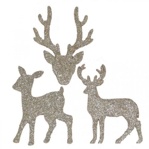 Floristik24 Streudeko Weihnachten Hirsch Deko Gold Glitter 6×8cm 24 St