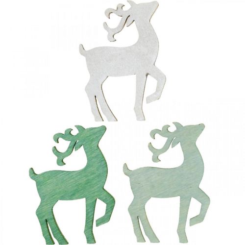 Floristik24 Streudeko Weihnachten Holz Hirsch Grün 4×3cm 72 St