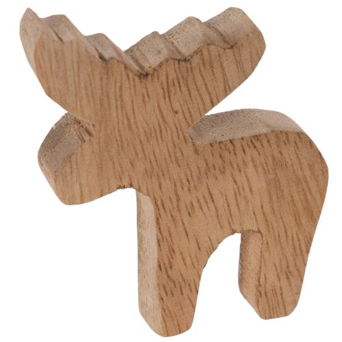 Elch-Dekofigur aus Holz stehend 6cm Weiß-Natur 8 Stück | Floristik24.at