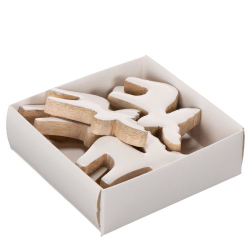 Elch-Dekofigur aus Holz stehend 6cm Weiß-Natur 8 Stück | Floristik24.at