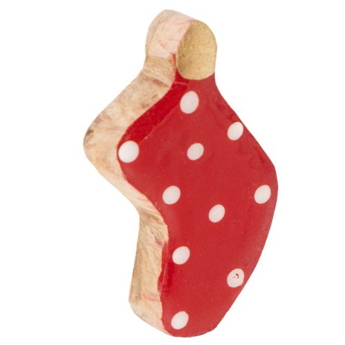 Socken aus Holz, rot mit weißen Punkten, 6 cm, 8 Stück, Tischdekoration Weihnachten